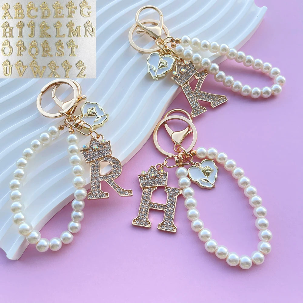 Initial Pearl Keychain