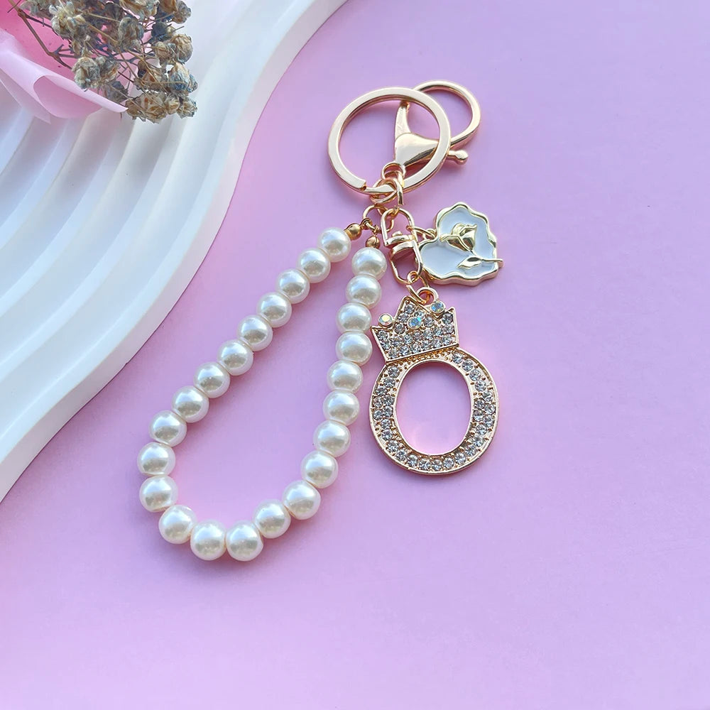 Initial Pearl Keychain