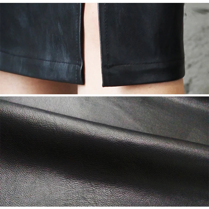 Chic leather midi skirt