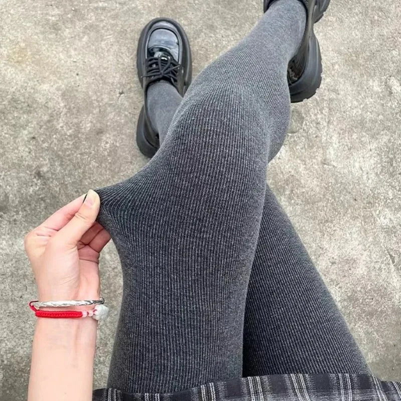 Grey fleece tights