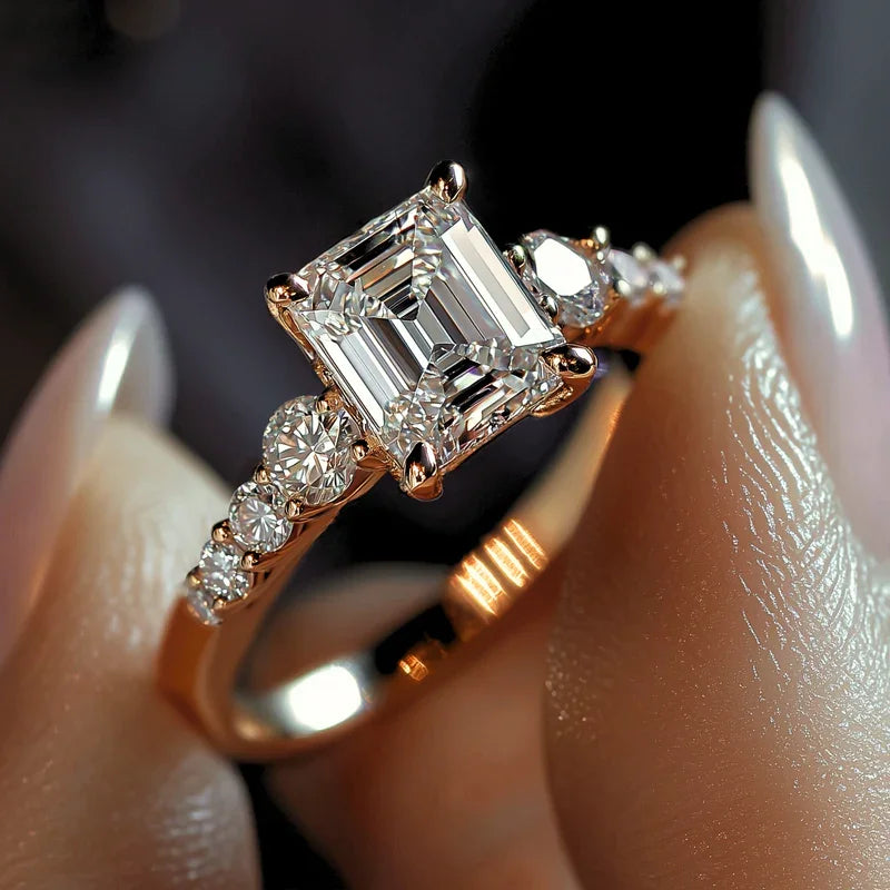 Geometric Zircon Ring