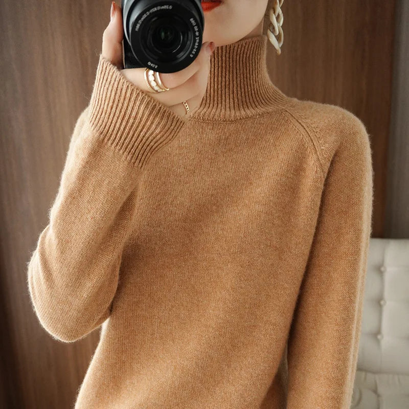 Mock-Neck Wool Sweater