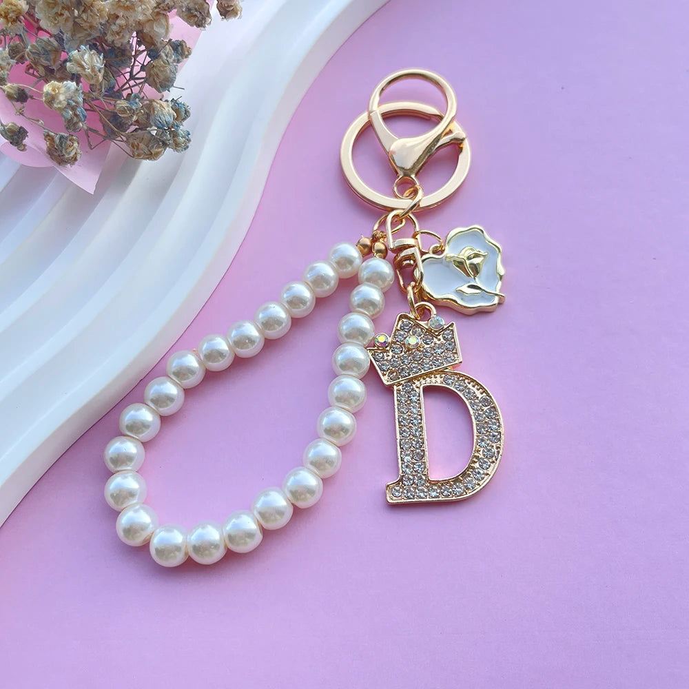Initial Pearl Keychain
