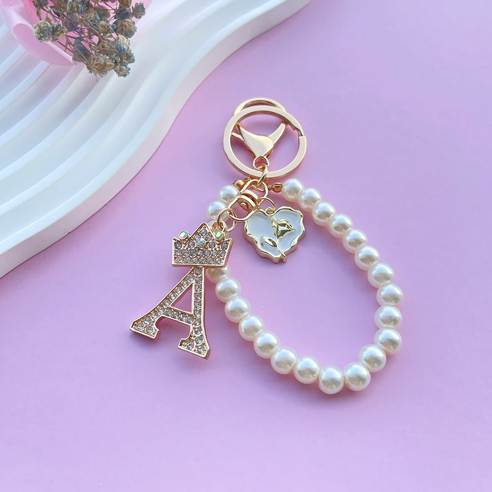 Initial Pearl Keychain