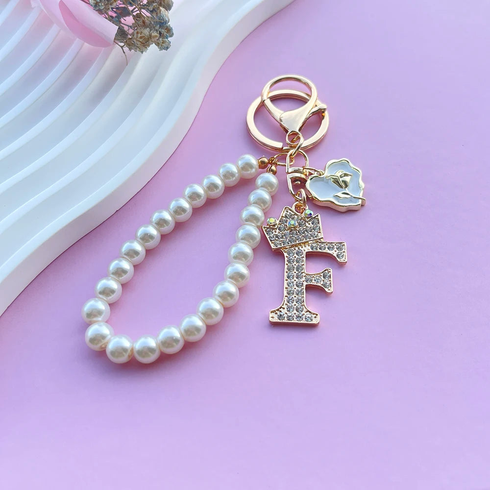 Initial Pearl Keychain
