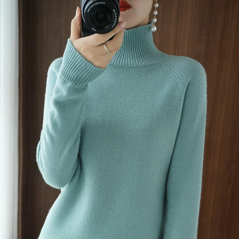 Mock-Neck Wool Sweater