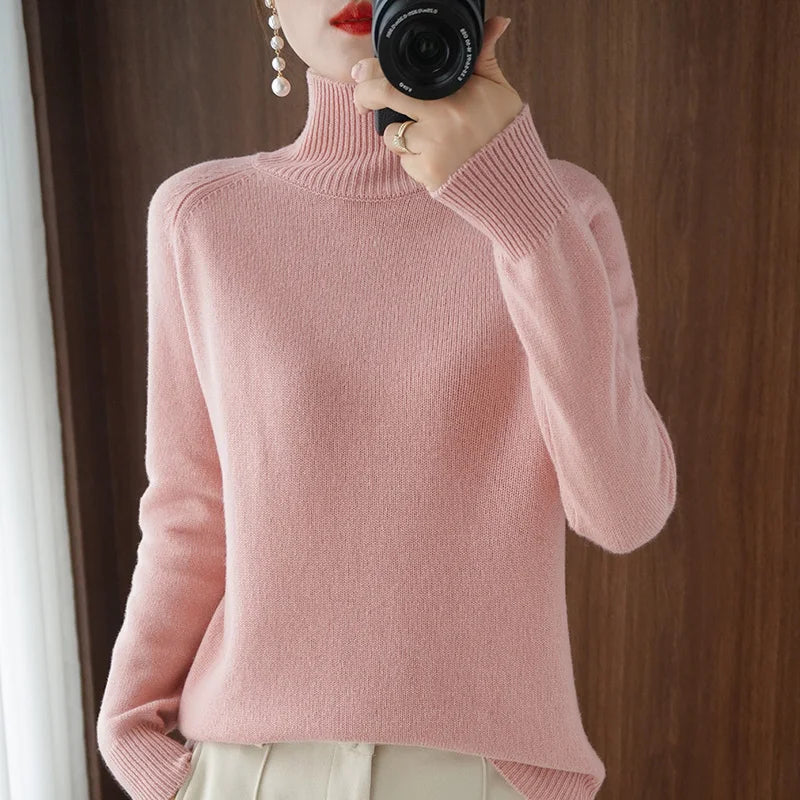 Mock-Neck Wool Sweater
