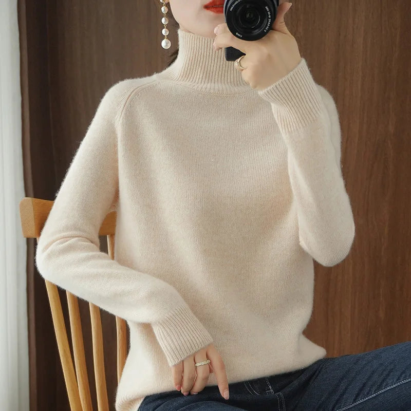 Mock-Neck Wool Sweater