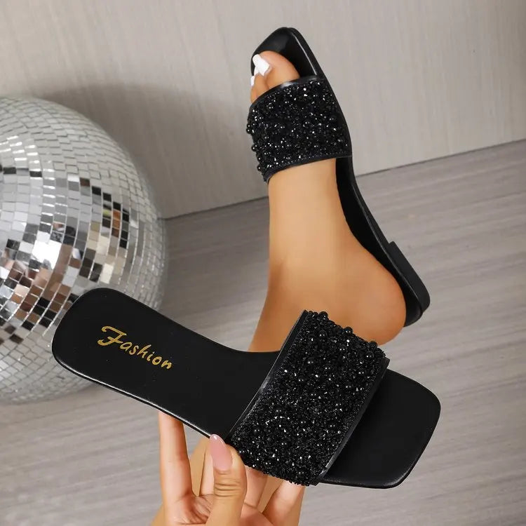 Beaded Flat Slippers