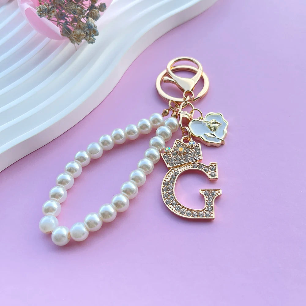 Initial Pearl Keychain