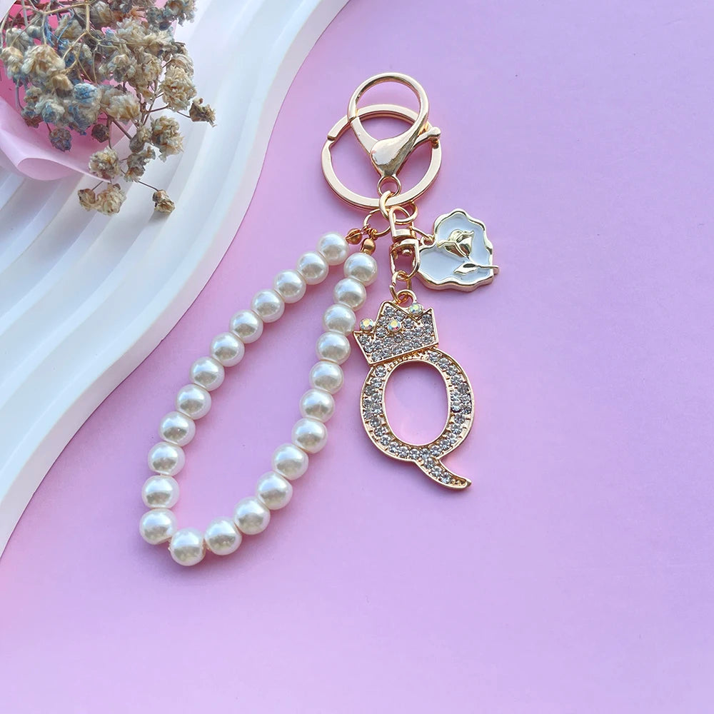 Initial Pearl Keychain