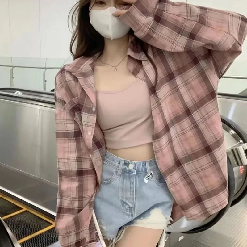 Pink Plaid Blouse