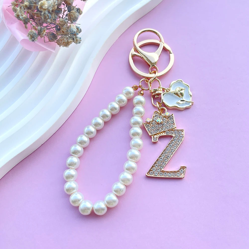 Initial Pearl Keychain