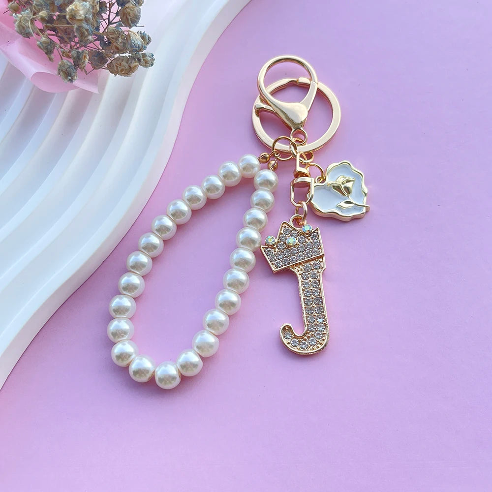 Initial Pearl Keychain