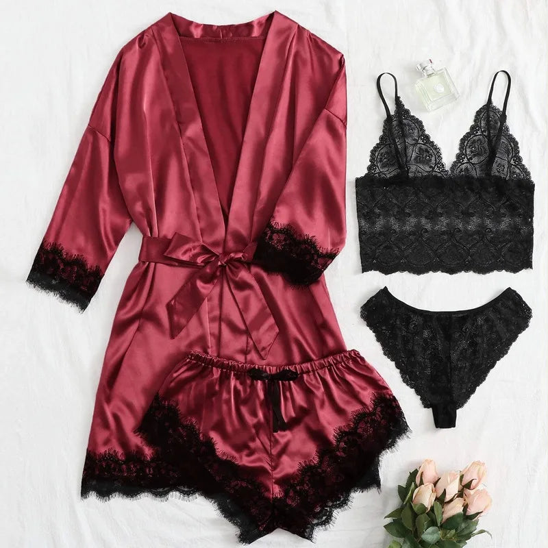 Elegant satin lace robe