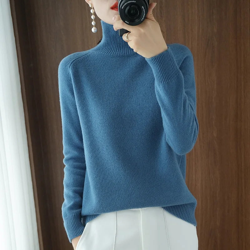 Mock-Neck Wool Sweater