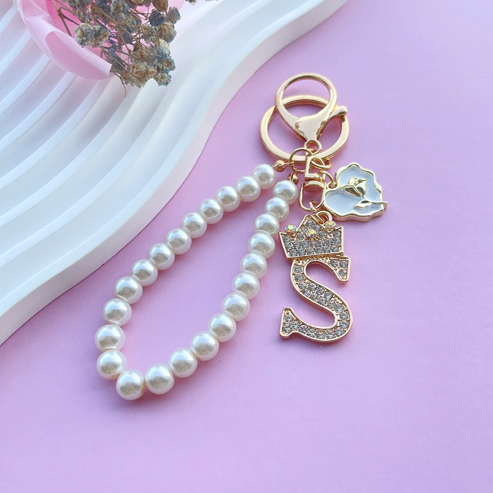 Initial Pearl Keychain