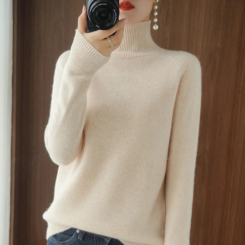 Mock-Neck Wool Sweater