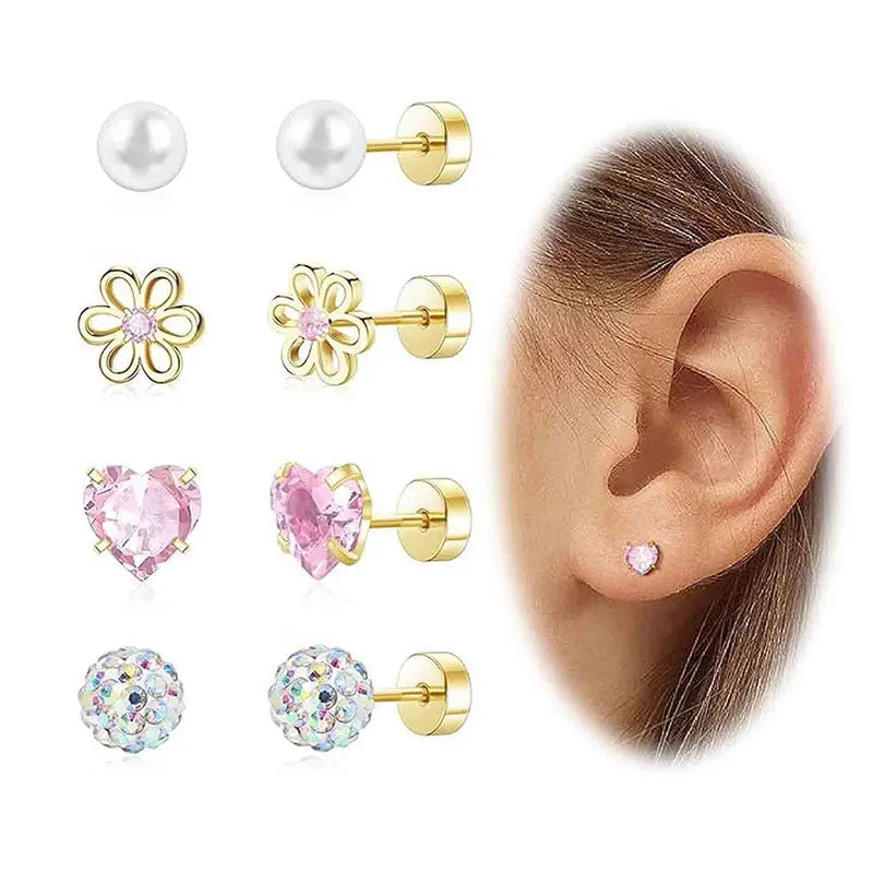 Heart & flower earrings