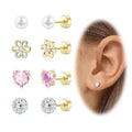 Heart & flower earrings