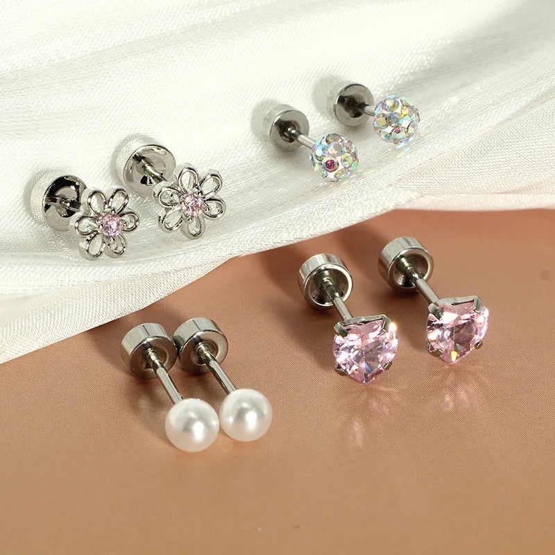 Heart & flower earrings