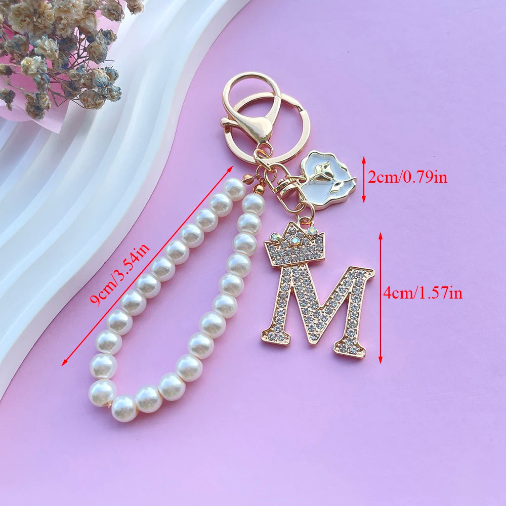 Initial Pearl Keychain