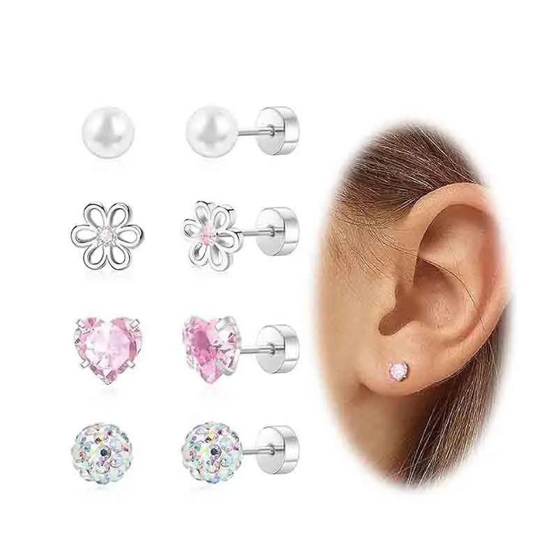 Heart & flower earrings