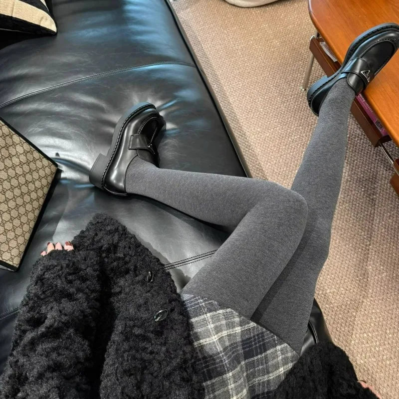 Grey fleece tights