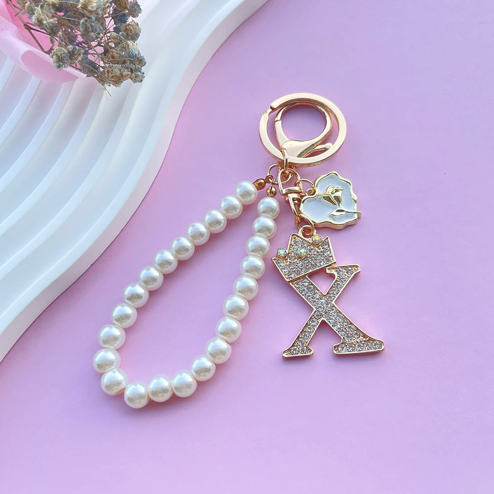 Initial Pearl Keychain