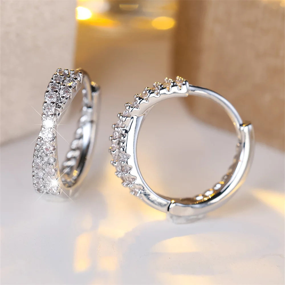 Sparkling zircon hoops