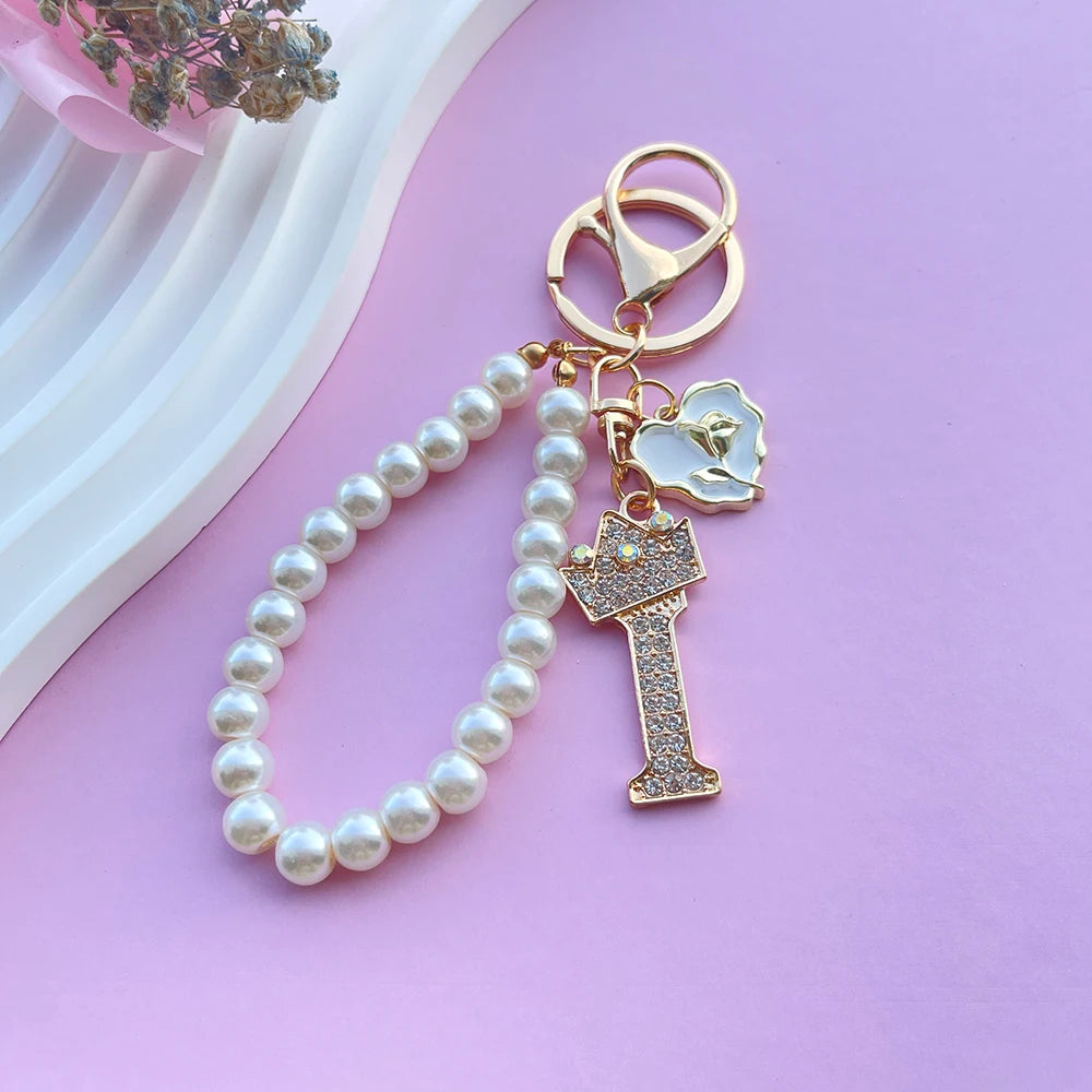 Initial Pearl Keychain