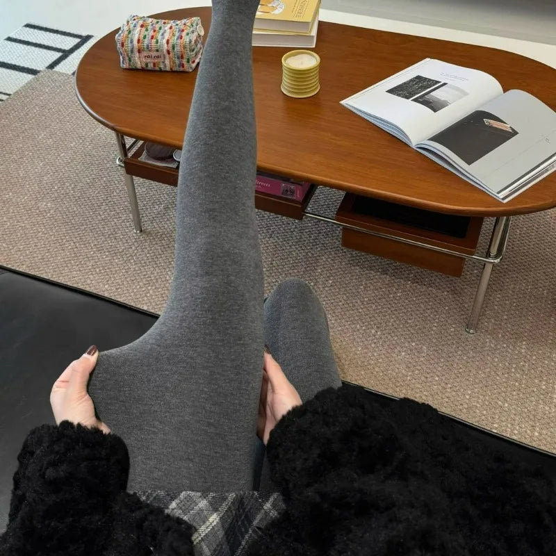 Grey fleece tights
