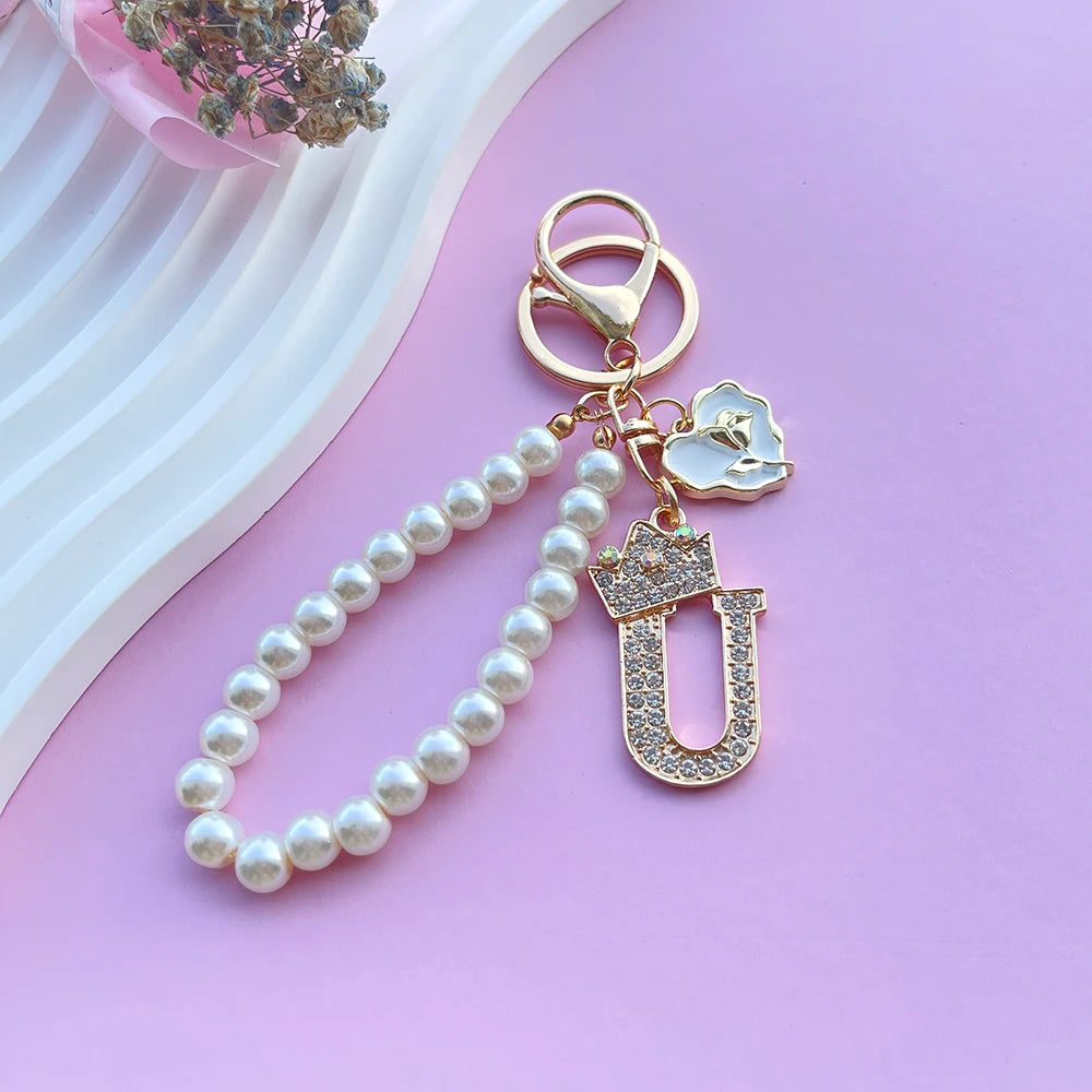 Initial Pearl Keychain