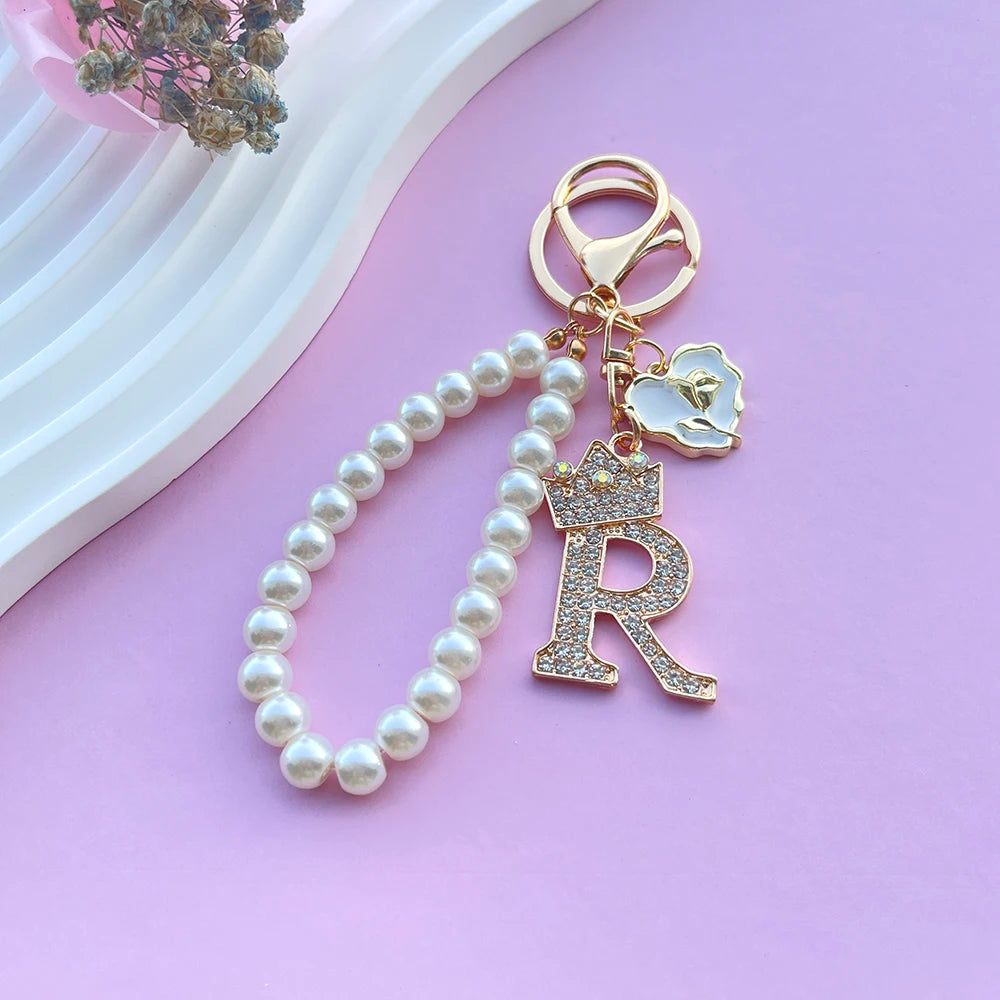 Initial Pearl Keychain