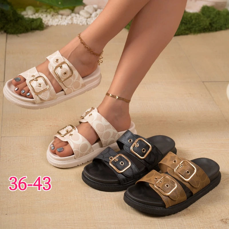 Double Buckle Slippers