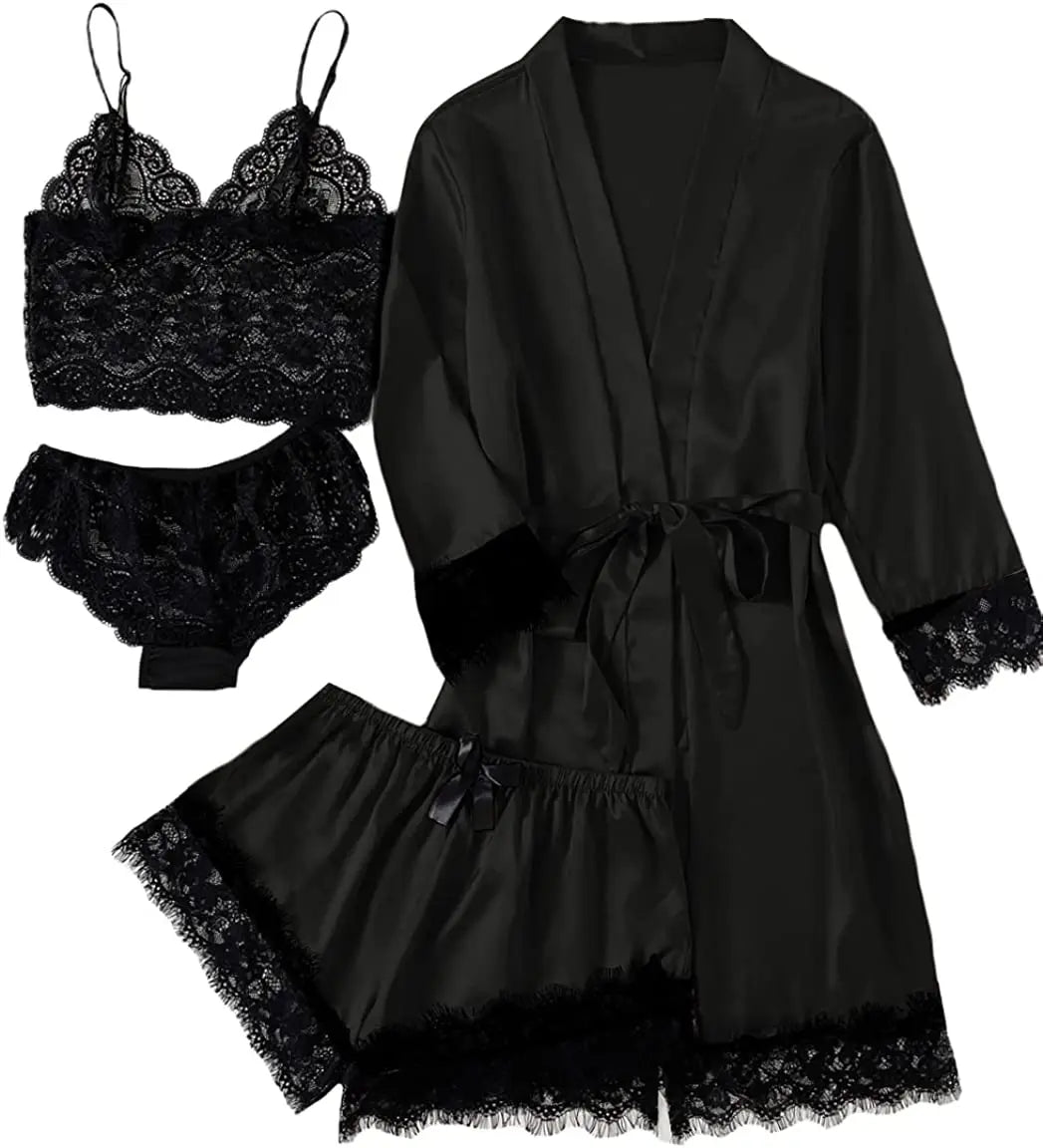 Elegant satin lace robe