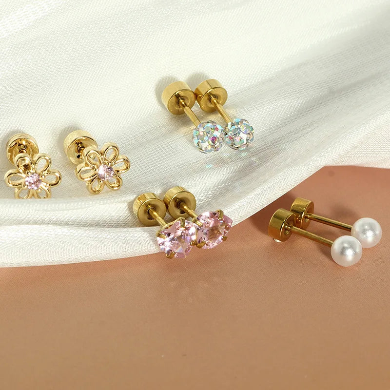 Heart & flower earrings
