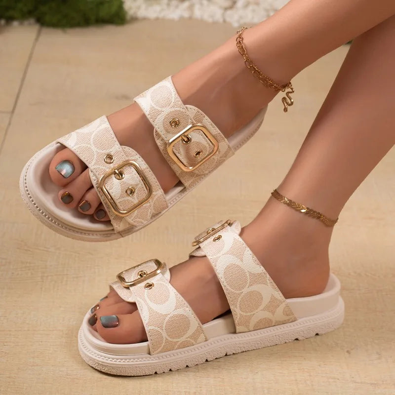 Double Buckle Slippers