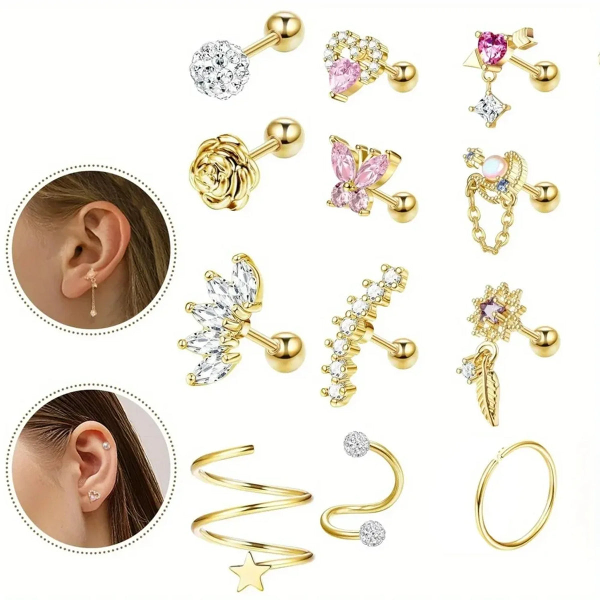 Elegant flower stud earrings