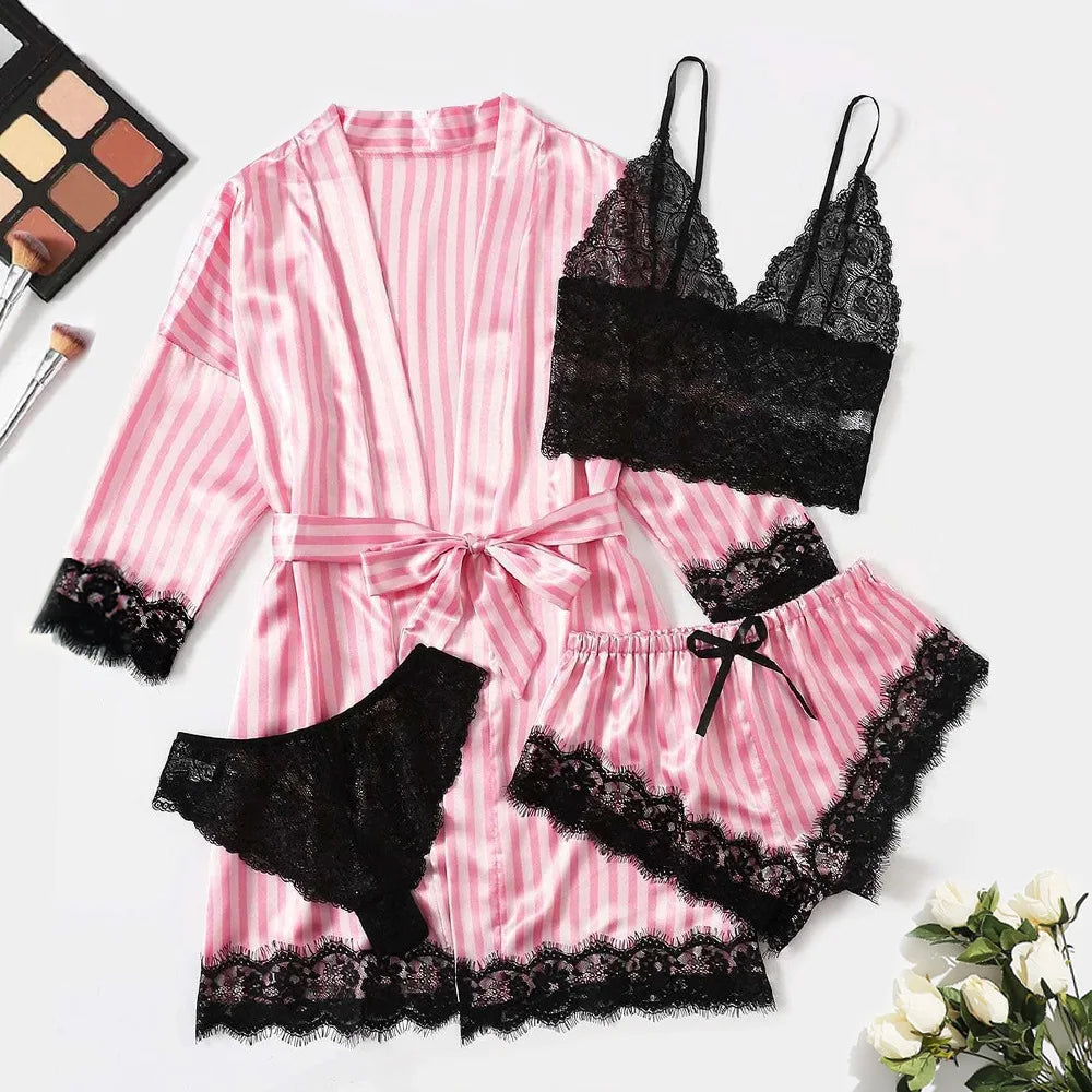 Elegant satin lace robe