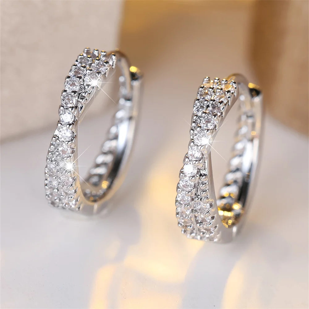 Sparkling zircon hoops