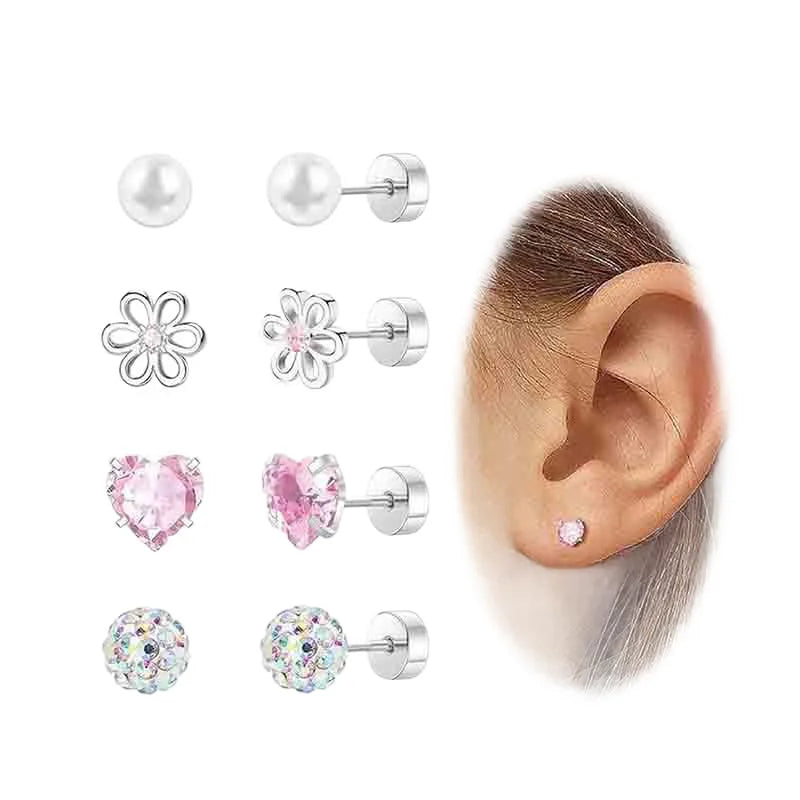 Heart & flower earrings