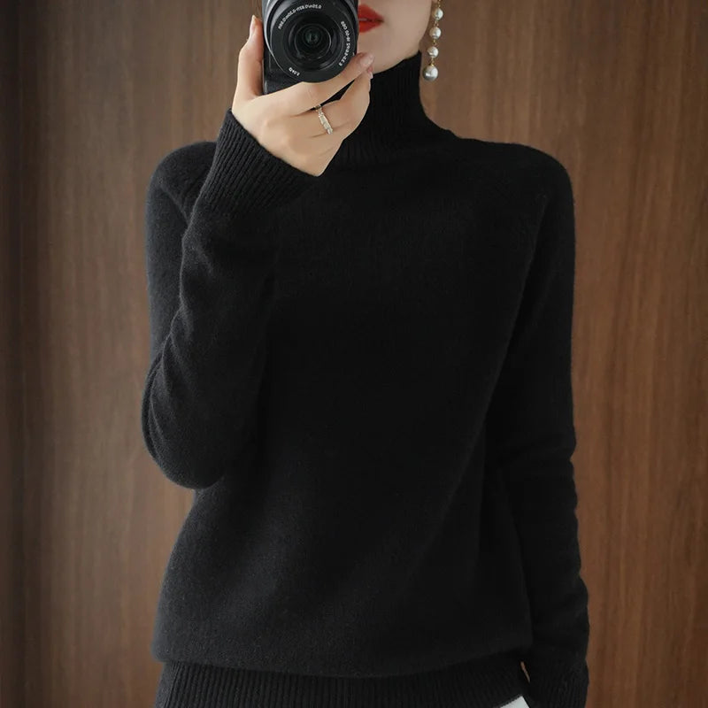 Mock-Neck Wool Sweater