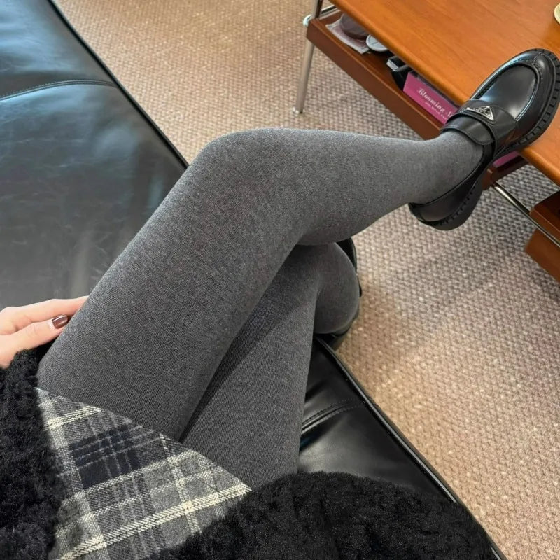 Grey fleece tights